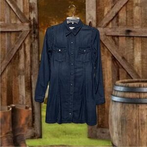 Abercrombie & Fitch Indigo Blue Denim Mini Dress With Long Sleeves Size Small